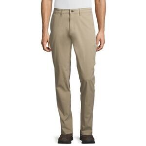 NEW George Men's Athletic Chino pants 40X30 Stone Wash‎ Tan Beige Tapered Leg!
